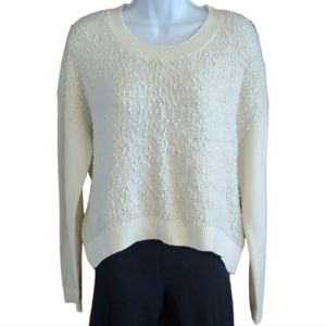 I Heart Ronson Women's Textured High-Low Cream Sweater